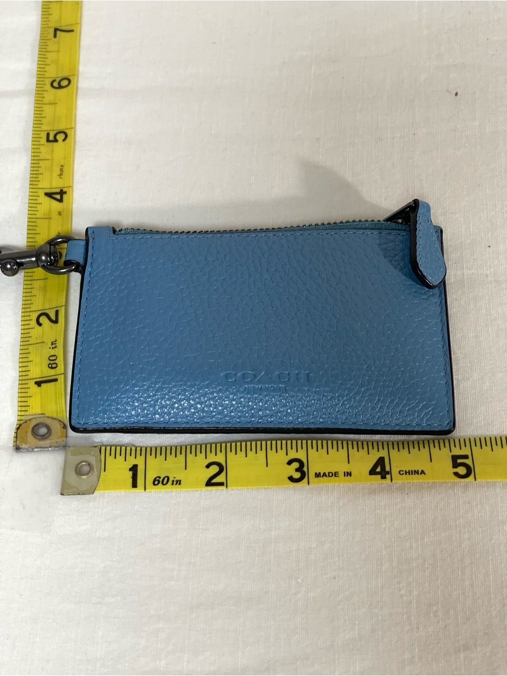 Coach Blue Leather Lanyard Card ID Case with Embossed Logo - Picture 4 of 15
